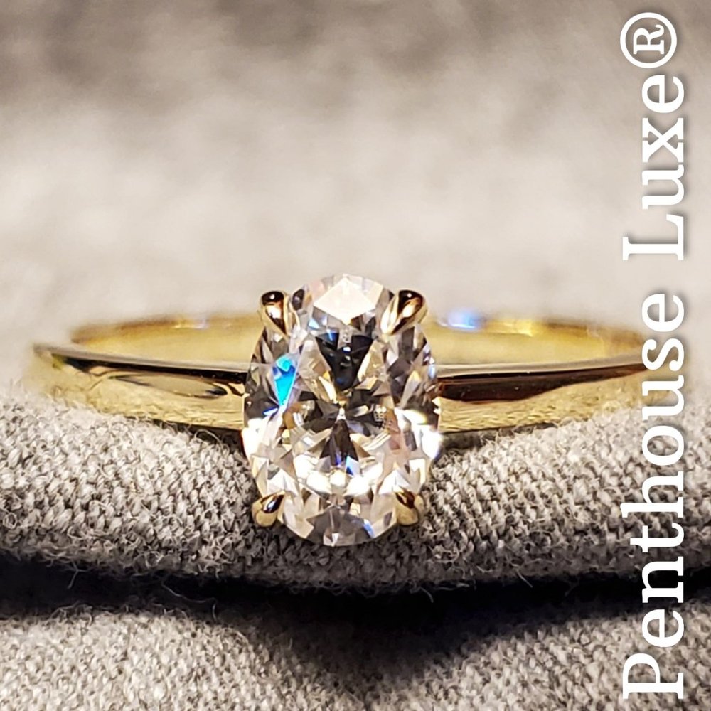 SOLID 10K Yellow Gold 1ct Moissanite Solitaire Wedding Ring - Picture 2 of 7